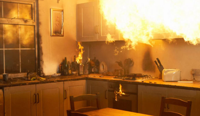 Kitchen on fire