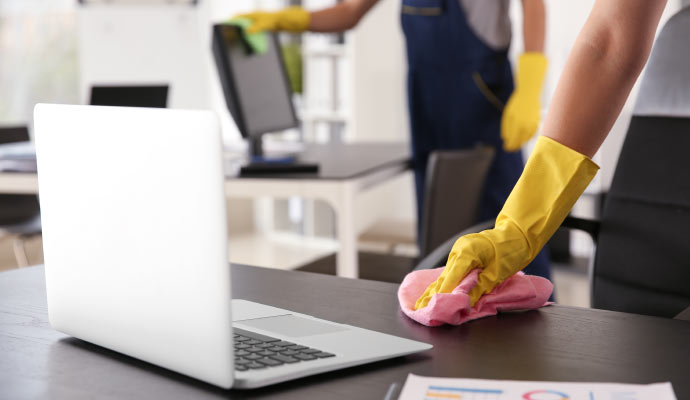 Janitorial service in an office