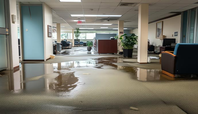 Water damaged office floor Water damaged office floor