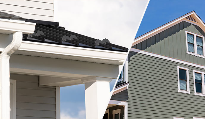 Collage of gutter system and siding