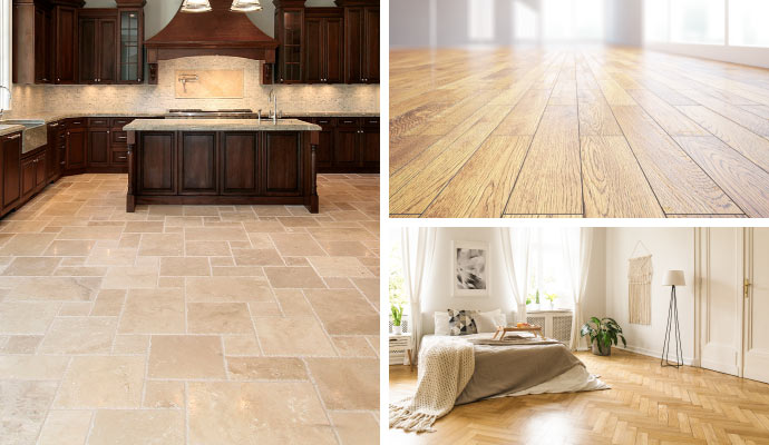 Collage of different flooring designs