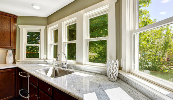 Marble countertop in a kitchen