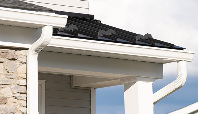 Newly installed rain gutter