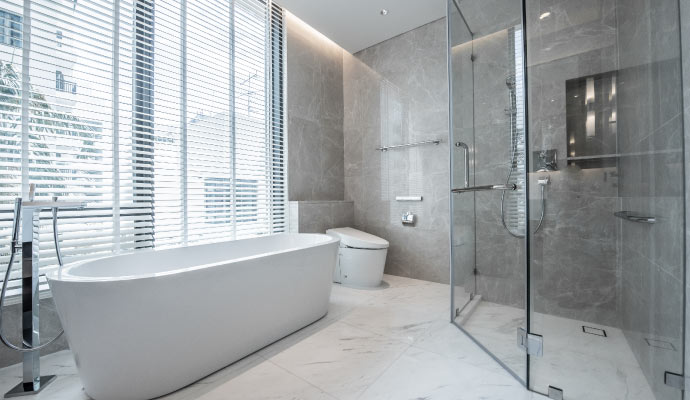 A remodeled bathroom interior