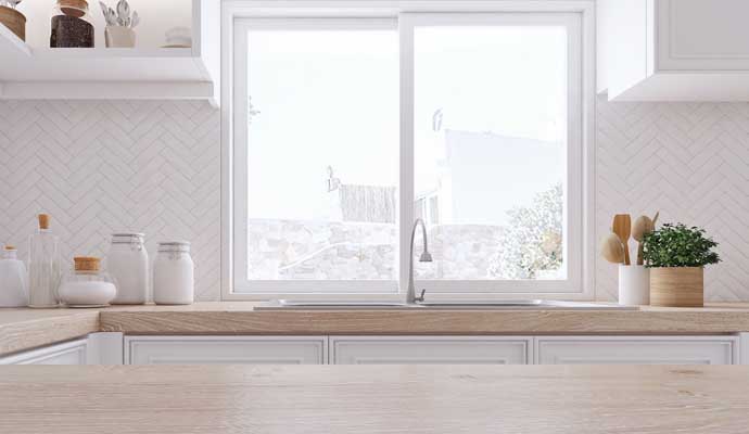 Window installation in kitchen