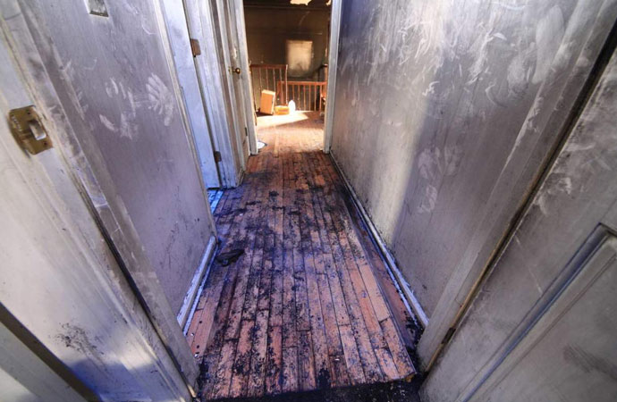 fire damaged property with soot