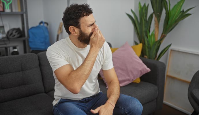 Person experiencing smoke odor Person experiencing smoke odor
