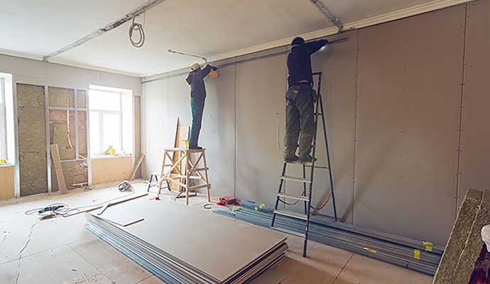 Professional worker working on construction site