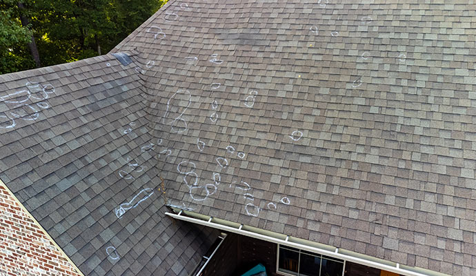 Hail damage on the roof