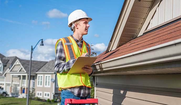 Professional worker inspecting the roof