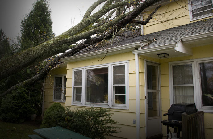 storm damaged house