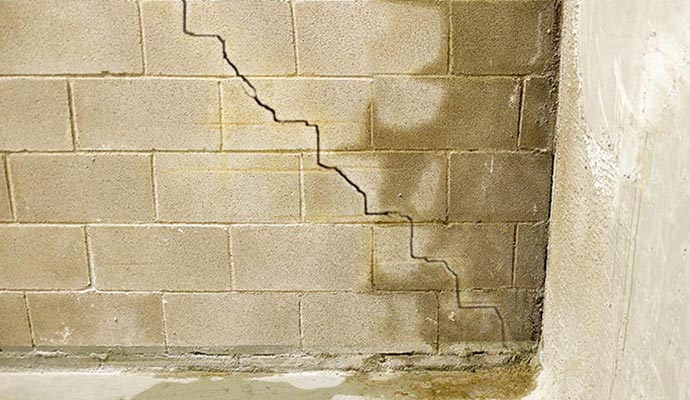 water leak on crack wall